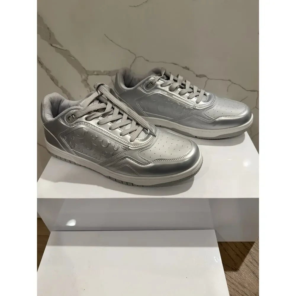 True Religion Jones Silver Patent Leather LowTop Mens Size 11 Sneaker Shoes New